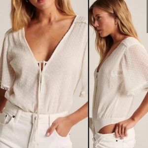 NWT Abercrombie Short-Sleeve Chiffon Bodysuit